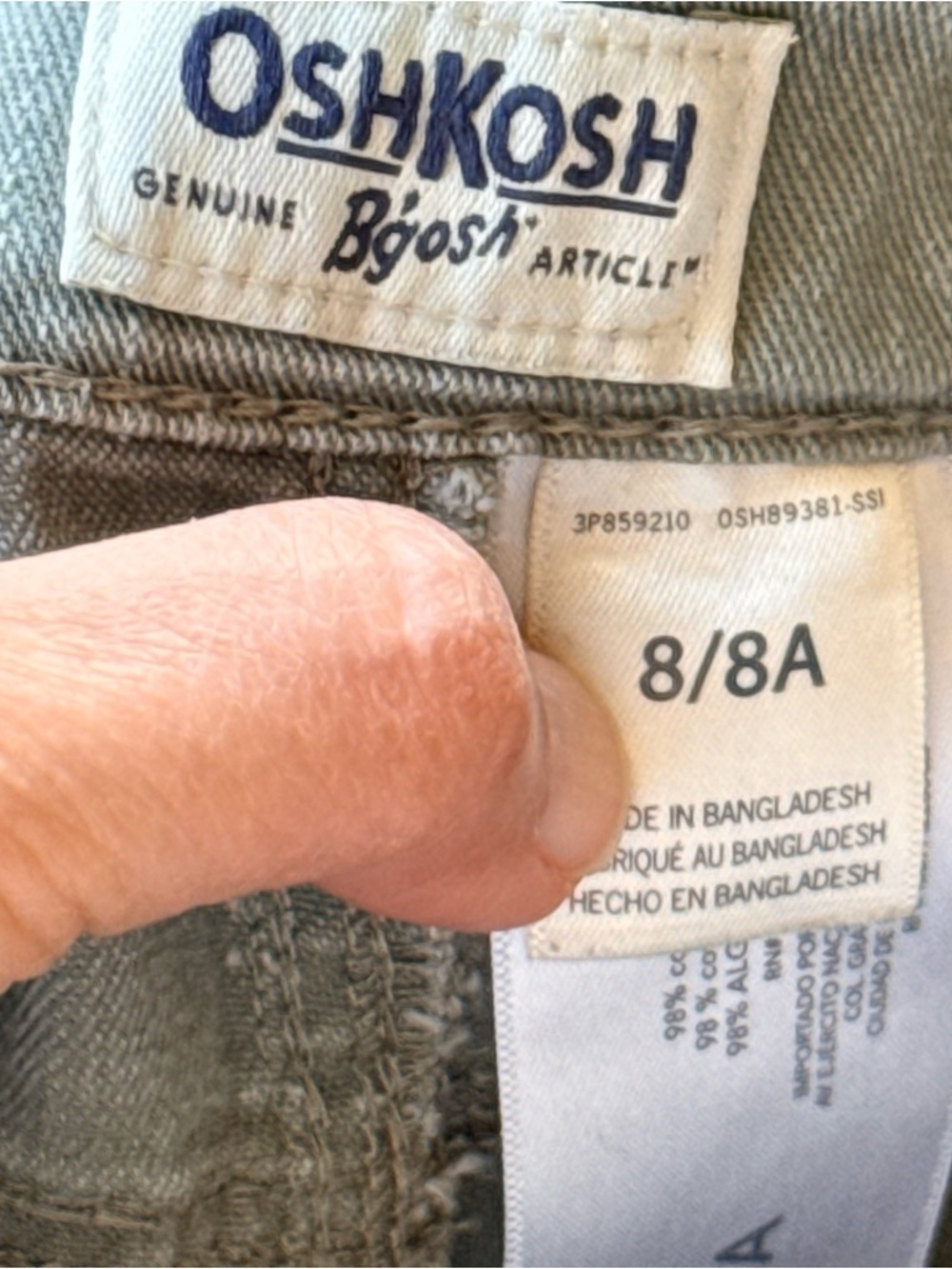 OshKosh B’gosh Girls Green Flare Pants Size 8 Cotton Stretch Retro Style - Picture 4 of 7